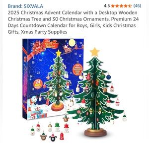 Wooden Christmas Tree Advent Calendar